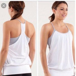 Lululemon No Limit Tank White Gray Wee Stripe Sz 6